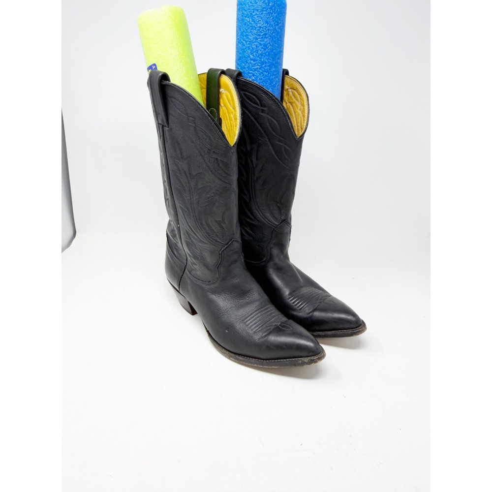 Nocona 7501 Deertan Leather Western Cowboy Boots Pointed Toe Black Size 8.5 B